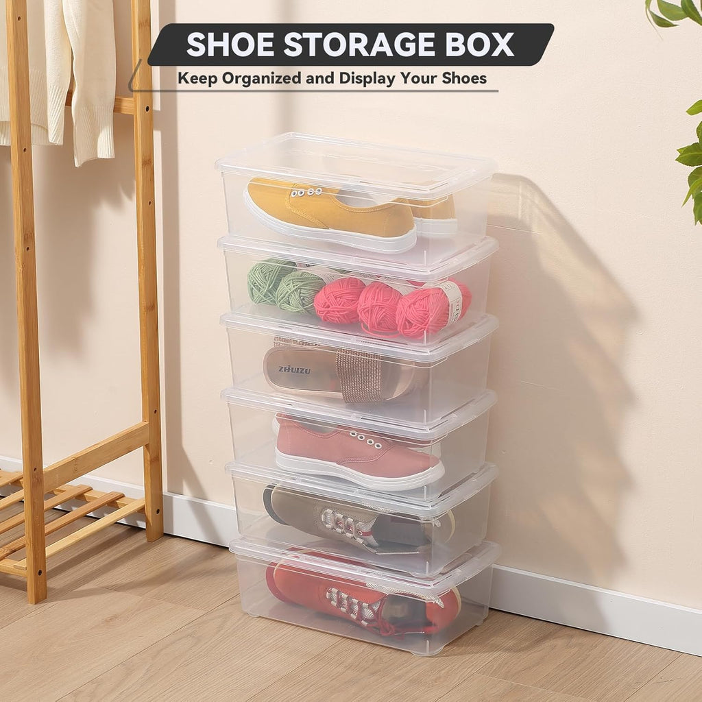 Novelinks 6 Quart Clear Plastic Storage Bins - Stackable Organizing Containers with Transparent Lids | 12 Pack