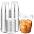Baderke 50 Pcs Clear Plastic Cups with Strawless Sip Lids Disposable Round Bottom Togo Cups for Coffee Smoothie Cold Beverage Coffee Shops and Party Catering (12 oz)