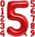 Red 5 Balloons by [Brand Name] - 40 Inch Foil Mylar Helium Number 5 for Birthday & Anniversary Decor