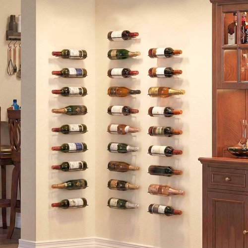 AQAREA Wall Mounted Wine Rack: Metal Wall Mount Wine Bottle Holder - for Wine Cellar Home Kitchen Bar Decor - 4Pcs