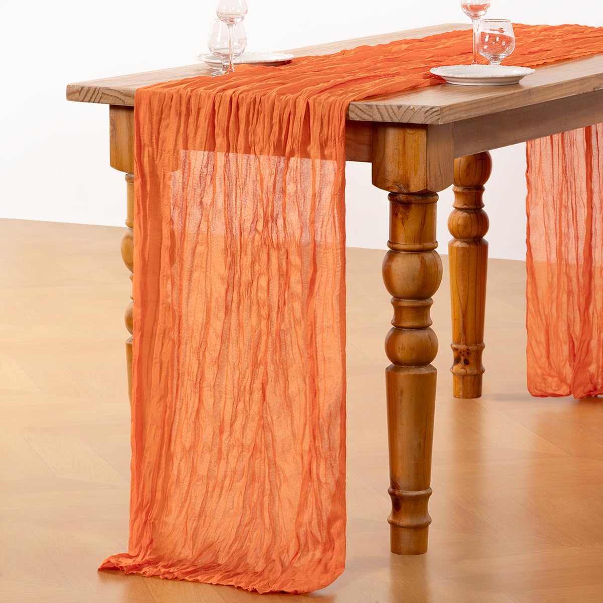 Skiennix Orange Cheesecloth Table Runner - 6 Pack Boho Gauze Decor for Weddings & Parties | 120 Inches