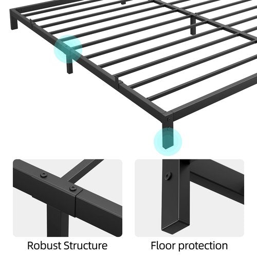 GAOMON 8 Inch Queen Bed Frame, Low Profile Queen Metal Platform Bed Frame Support Mattress Foundation, Noise Free, Easy Assembly, Black