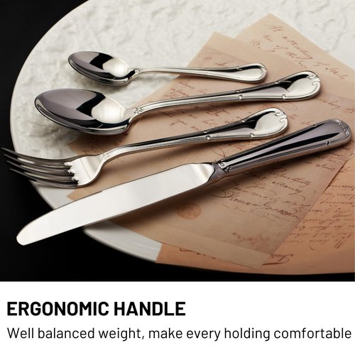 VIVANI 16-Piece Premium 18/10 Forged Flatware Set for 4, Heavy Duty Stainless Steel Silverware Cutlery for Fine Dining, Weddings & Banquets, Elegant Utensils in Black Gift Box