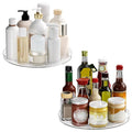 2 Pack Lazy Susan Organizer Turntable, Clear 9 Inch Rotating Organizer Tray for Cabinet Table Top, Round Non-Skid Refrigerator Lazy Susan, Kitchen Storage for Pantry Countertop Bathroom, Spice Rack