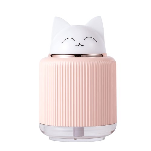 Mini Humidifier-Cute Cat Mist Humidifier for Kids Bedroom, Small Ultrasonic humidifier for Home Car Office with USB 2 LED Colors, Waterless Auto Shutoff, Quiet 300ml (Pink)