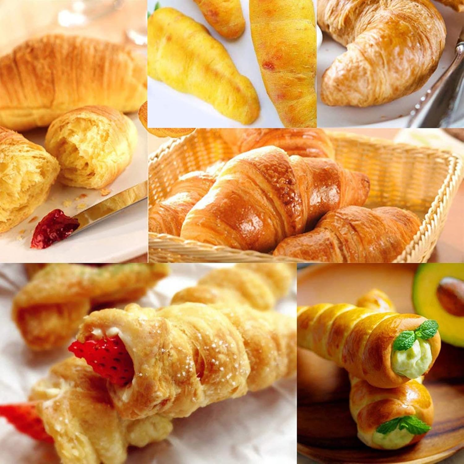 RoseFlower Non-Stick Cream Horn Cones - 30pcs Stainless Steel Cannoli Mould Set for Baking & Pastry