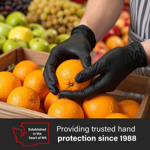 GLOVEWORKS Black Nitrile Gloves for Cooking, Food Prep, Disposable, 5 Mil, For Professional Cleaning, Medium, Case of 1000