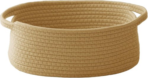 JMvicyroam Woven Basket - Small Rope Storage Bin with Handles for Organizing Shelves & Closets