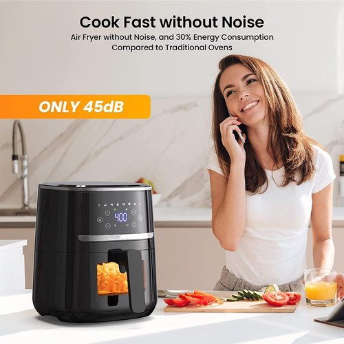 GarveeHome Air Fryer 5 QT 8 in-1 Functions, Air Fryer Oven with Touch Screen, Air Fry, Roast, Bake, Broil, Preheat Mode, Digital Small Air Fryer, Nonstick Dishwasher-Safe Basket, Black
