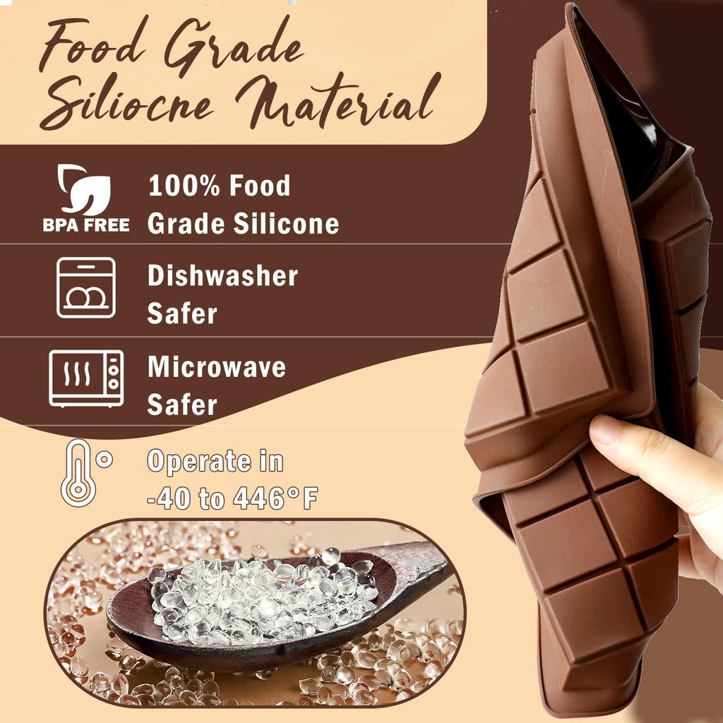 HKNMTT Chocolate Bar Mold Silicone 2PCS, Large Stuffed Dubai Pistachio Deep Bar Moulds Kit 0.85 Inch Thick Big, Ideal for Homemade Making Candy Bar Bpa Free DIY