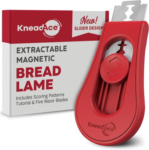 KneadAce Bread Lame Dough Scoring Tool - Upgraded Magnetic Design with 5 Razor Blades & Patterns Booklet