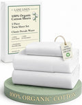 LANE LINEN 100% Organic Cotton Twin Sheets Set - Soft, Breathable Percale Bedding for Dorm Rooms | White, 3-Piece Set