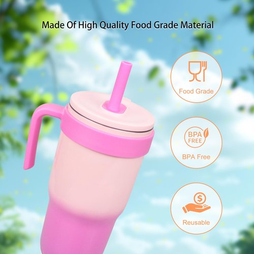 KLOWOAH Replacement Straws Compatible With Zak Designs 18oz Handle Tumbler, with 1 Brush (Pack of 6)