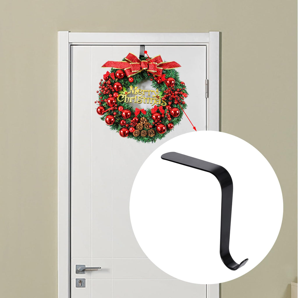 Poualss Christmas Stocking Holders Metal Stocking Hangers Non-Slip Christmas Stocking Hooks for Fireplace Mantle (Black)