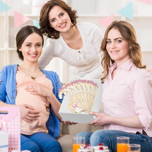 FYSUIMU 7Pcs Goose Wood Baby Closet Size Dividers with Storage Bag Pink Bow Goose Hanging Closet Organizer Newborn to 24 Month Infant Wardrobe Organizer for Home Nursery