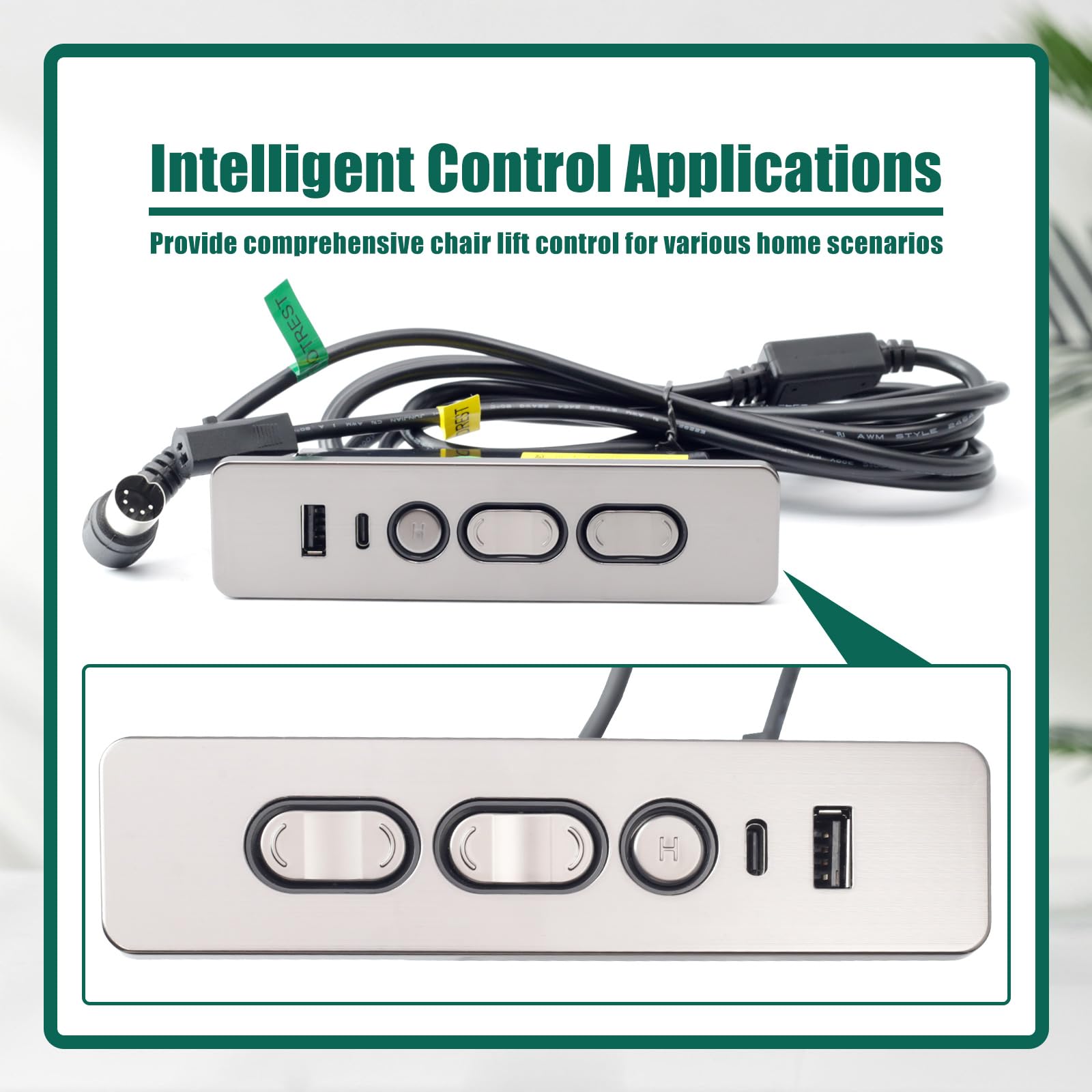 R22231010041 Controller with USB A C Ports Replacement for Dewert for Kaidi Lift Chair Motors Replace 23300047X000 DL-SK-091-D2-01, with 5 Function Key 5 Pin Male 2-Pin Female