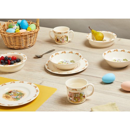 Royal Doluton Bunnykins 2-Piece (Plate & One Handled Mug) Christening Set, Multi