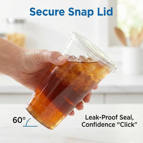 Cheery Land 16 oz Disposable Cups with Lids and Straws, 300 PCS Clear Plastic Coffee Cups with Lids, Cold Crystal Drink Cup for Party Supplies