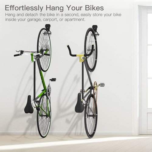 Housolution Bike Wall Mount | Heavy-Duty Vertical Bike Rack for Garage Storage - 4 Pack with Fixed Hook