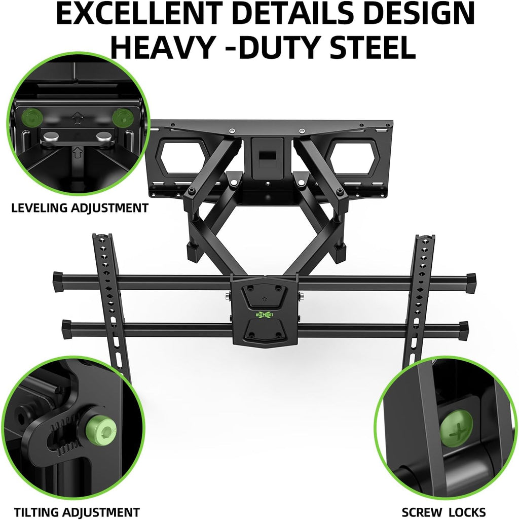USX MOUNT Full Motion TV Wall Mount - Fits 42-82 Inch TVs Up to 120lbs | Articulating Swivel & Tilt, Max VESA 600x400mm