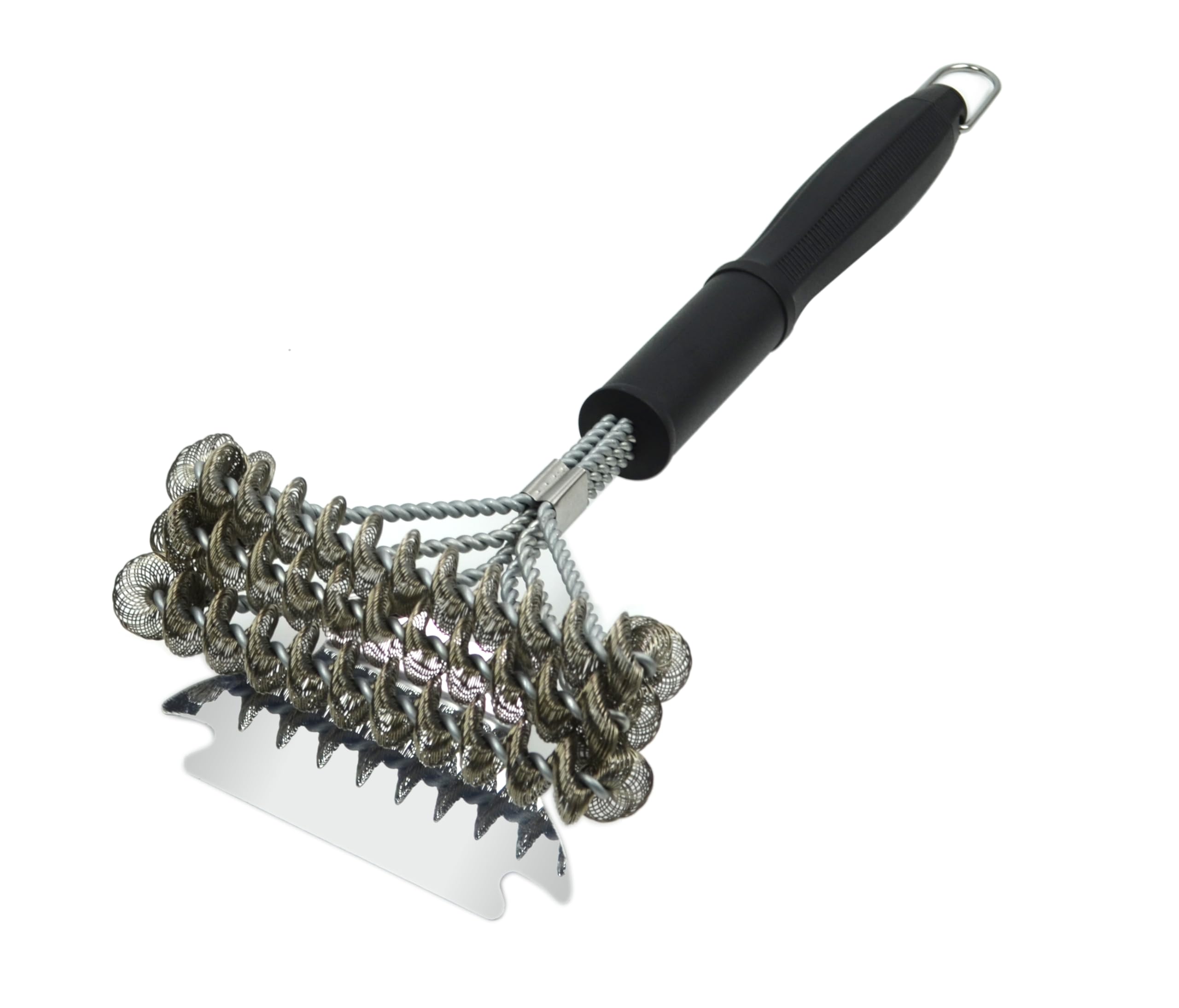 MIJIG Bristle-Free Grill Grate Cleaning Brush and Scraper with Stainless Steel Triple Helix Head (Safe for Charcoal, Gas, Electric, and Porcelain Grills)