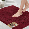 GORILLA GRIP Bath Rug Mat - Soft Absorbent Chenille | Quick Dry Microfiber, 48x24, Burgundy