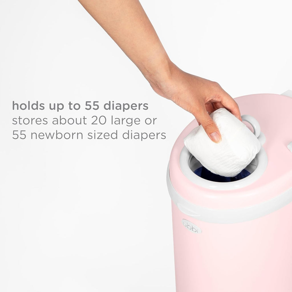 Ubbi Steel Diaper Pail - Odor Locking Design, No Special Bag Needed | Award-Winning Blush Pink