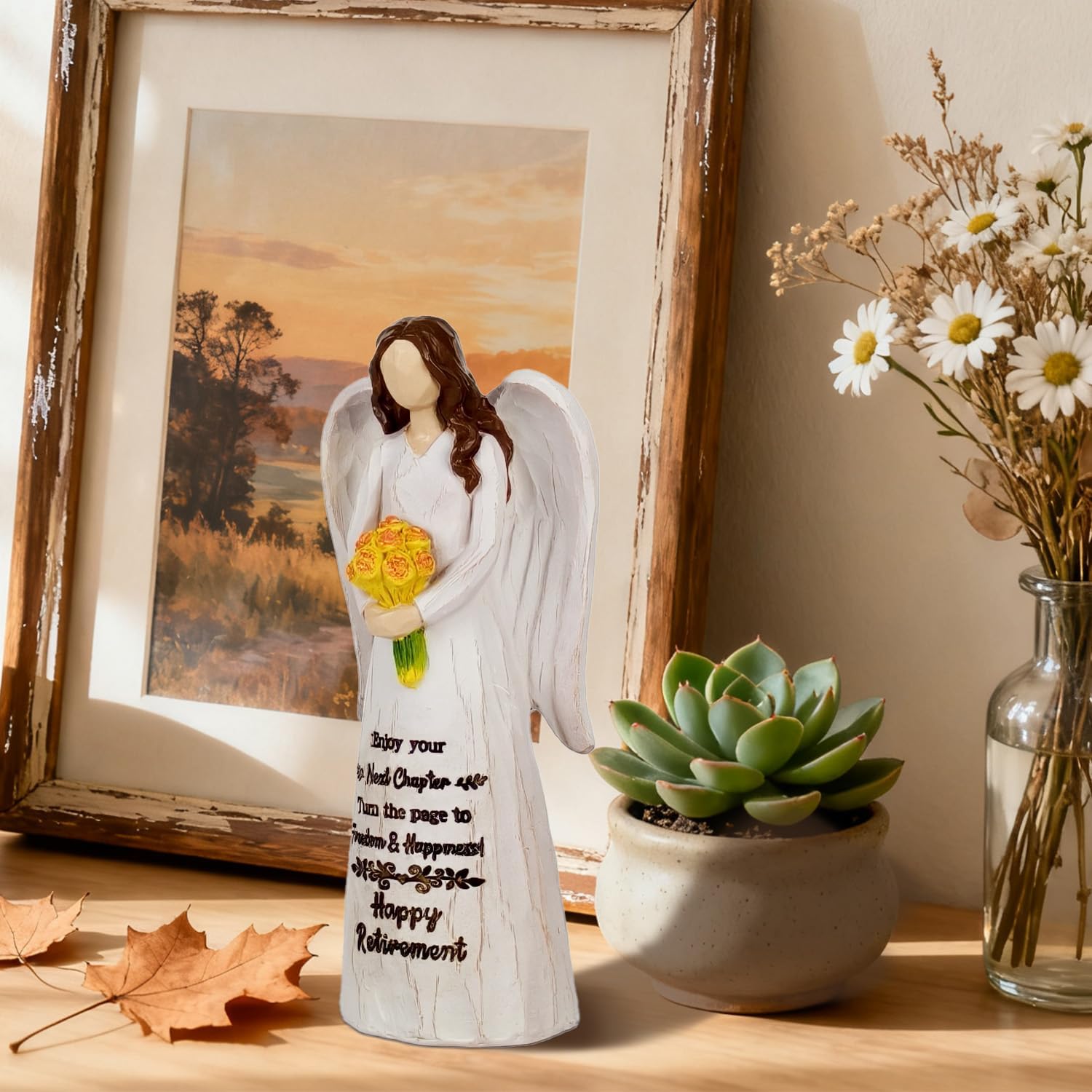 Skiennix Retirement Gifts for Women - Hand-Painted 7.3" Resin Angel Figurine | Perfect for Nurses, Teachers & Friends