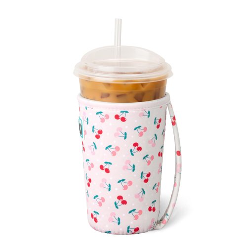 Swig Life Medium Iced Cup Coolie, Standard 22oz Iced Coffee Cup Insulator Sleeve with Handle, Neoprene Insulated Coolie Keeps Drinks Cold (Cherry Pie)
