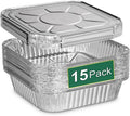 Heavy-Duty Aluminum Foil Pans with Lids by [Brand Name] | 8x8 Inch, 15 Pack - Reusable & Leakproof Baking Trays