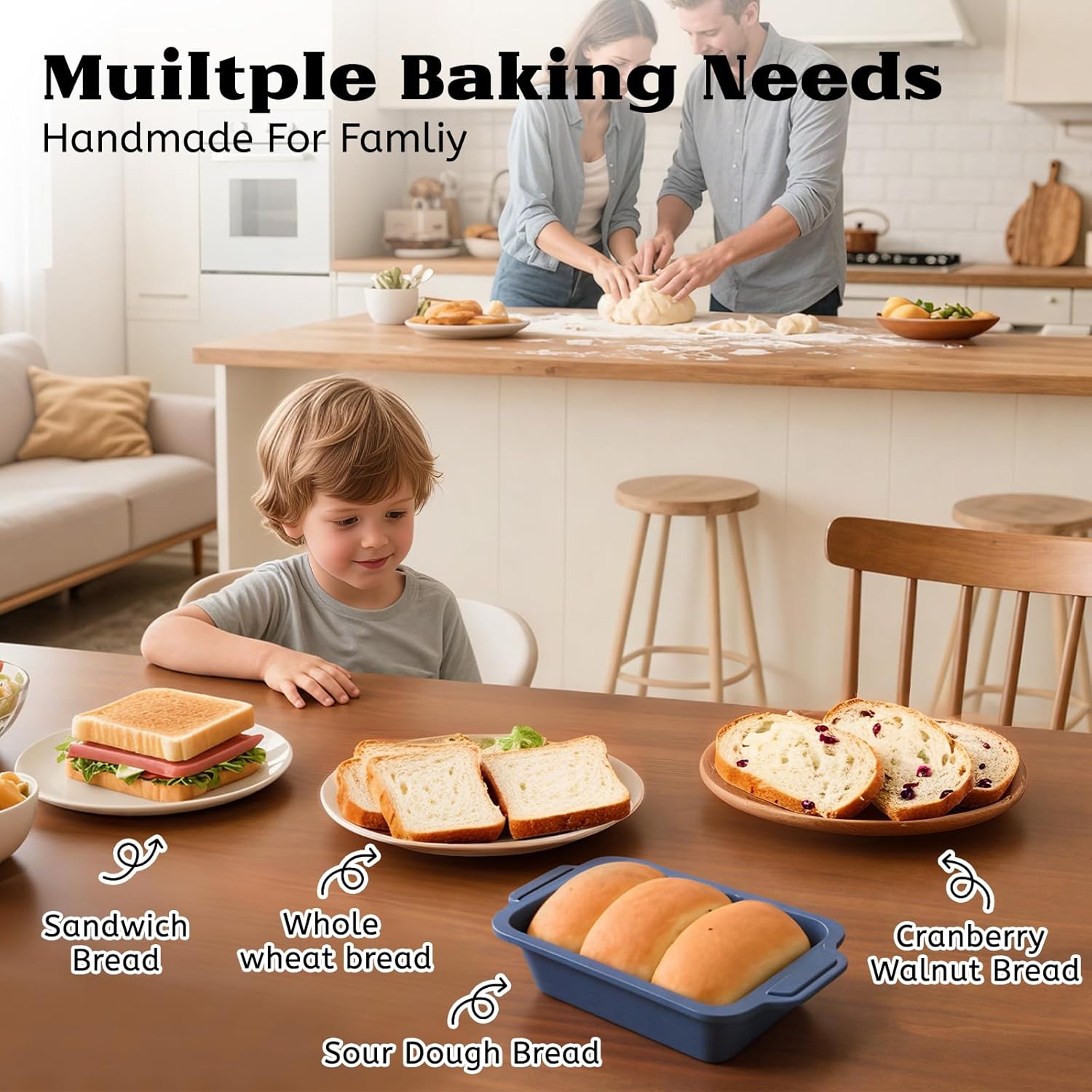 Skiennix Silicone Bread Pan - 9.5 x 5 Inch Nonstick Loaf Pan with Metal Frame | Ideal for Baking Sourdough & Banana Bread