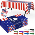 Niuara American Flag Tablecloths - 4 Pack Disposable 54" × 108" Rectangle Covers for Parties & Holidays