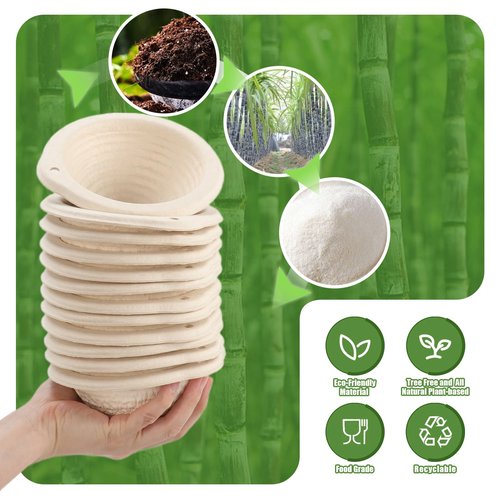 13cm/5inch Mini Sourdough Banneton Round Pulp Bread Proofing Basket Set 12 with Linen Liners Homemade Bread Baking Supplies
