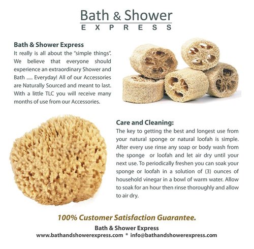 Sea Wool Sponge 5-6" (Large) by Bath & Shower Express ® Natural Renewable Resource, Esponja for Exfoliating and Washing Body