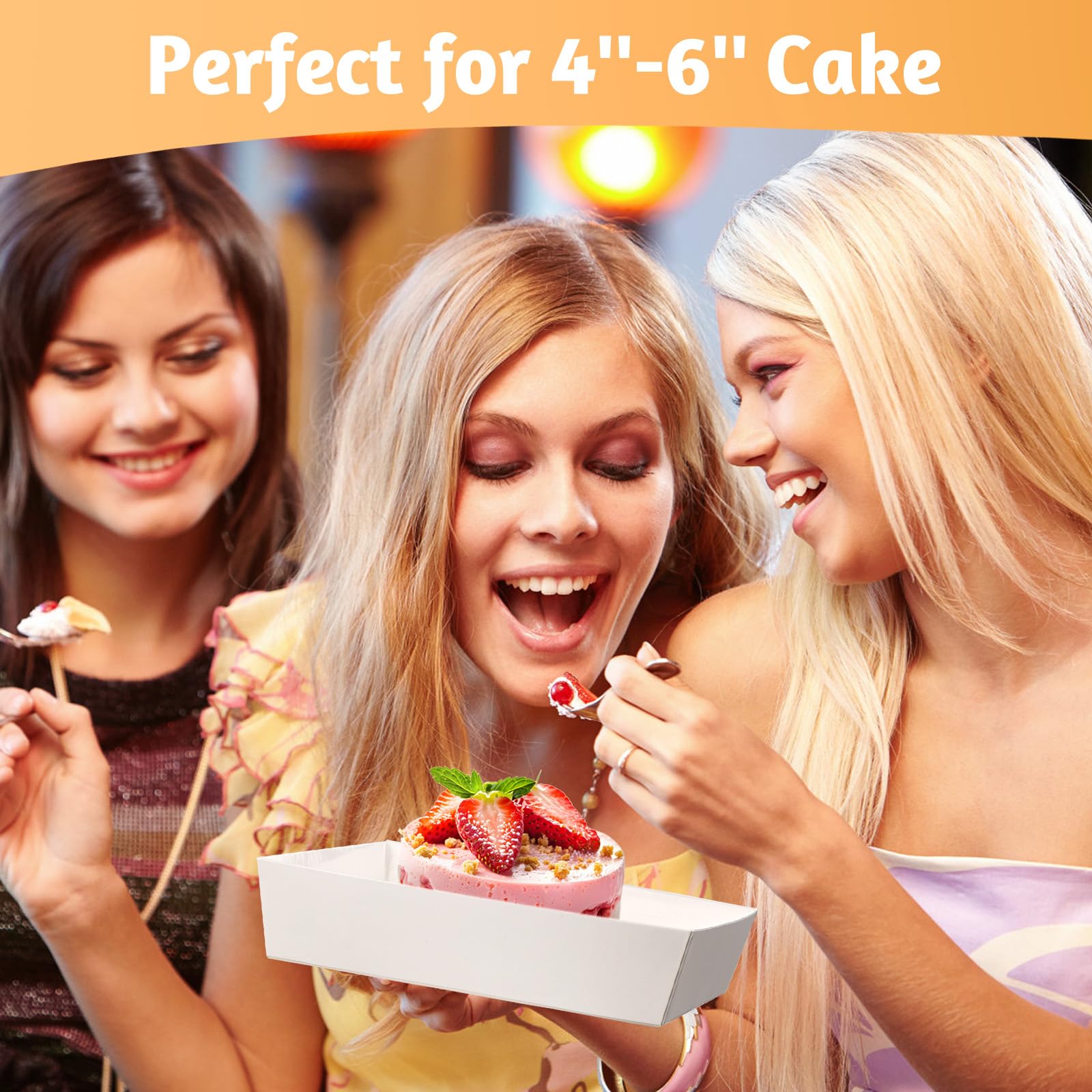 ZORRITA Paper Cake Boxes with Clear Lids, 7" x 7" x 4", 40 Pack, White