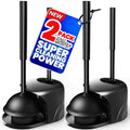 Denvlex 2Pack 2 in 1 Toilet Brush and Plunger Set, Extended Handle Plunger,Toilet Bowl Brush Plunger Set,Bathroom Cleaning Tools,Cleaning Brush,Toilet Brush Plunger Combo(Bright Black)