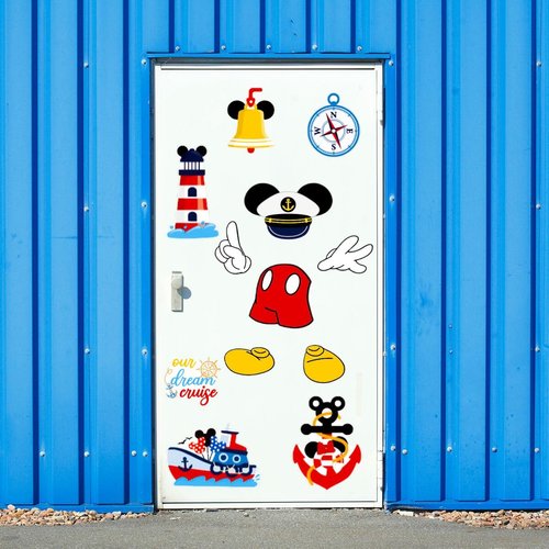 12Pcs Captain Mouse Cruise Door Decorations, Funny Mouse Ears Magnet for DCL Cruise& All Major Cruise Cartoon Mouse Birthday Party Supplies (Yellow)