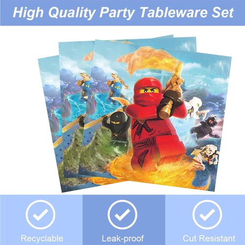 40Pcs Ninja Party Supplies 20 plates, 20 napkins for the Ninja-go Birthday party Decoration