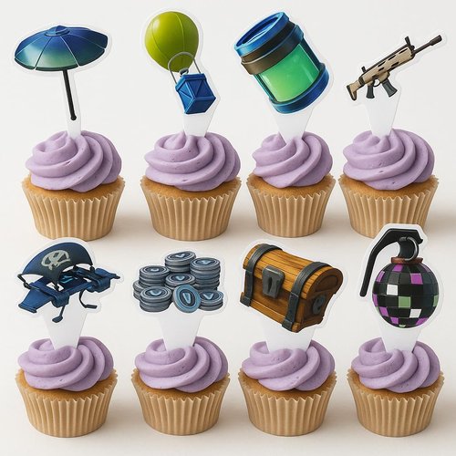 Video Game Cupcake Toppers For Boys Battle Royale Birthday Cake Topper Gamer Cupcake Toppers - 16PCS