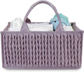 MOMIGO Baby Diaper Caddy Organizer - Stylish Mahua Waterproof Nursery Storage Basket for Diapers & Wipes | Purple