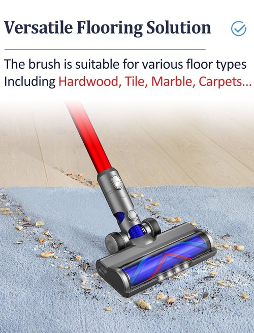 Puregad Vacuum Attachments for Dyson V6 Cleaners, Brush Motorhead Head with LED Lights for Hardwood Floor and Carpet, V Shape Bristle Roller Replacement Parts for DC59 DC61 DC62 DC74