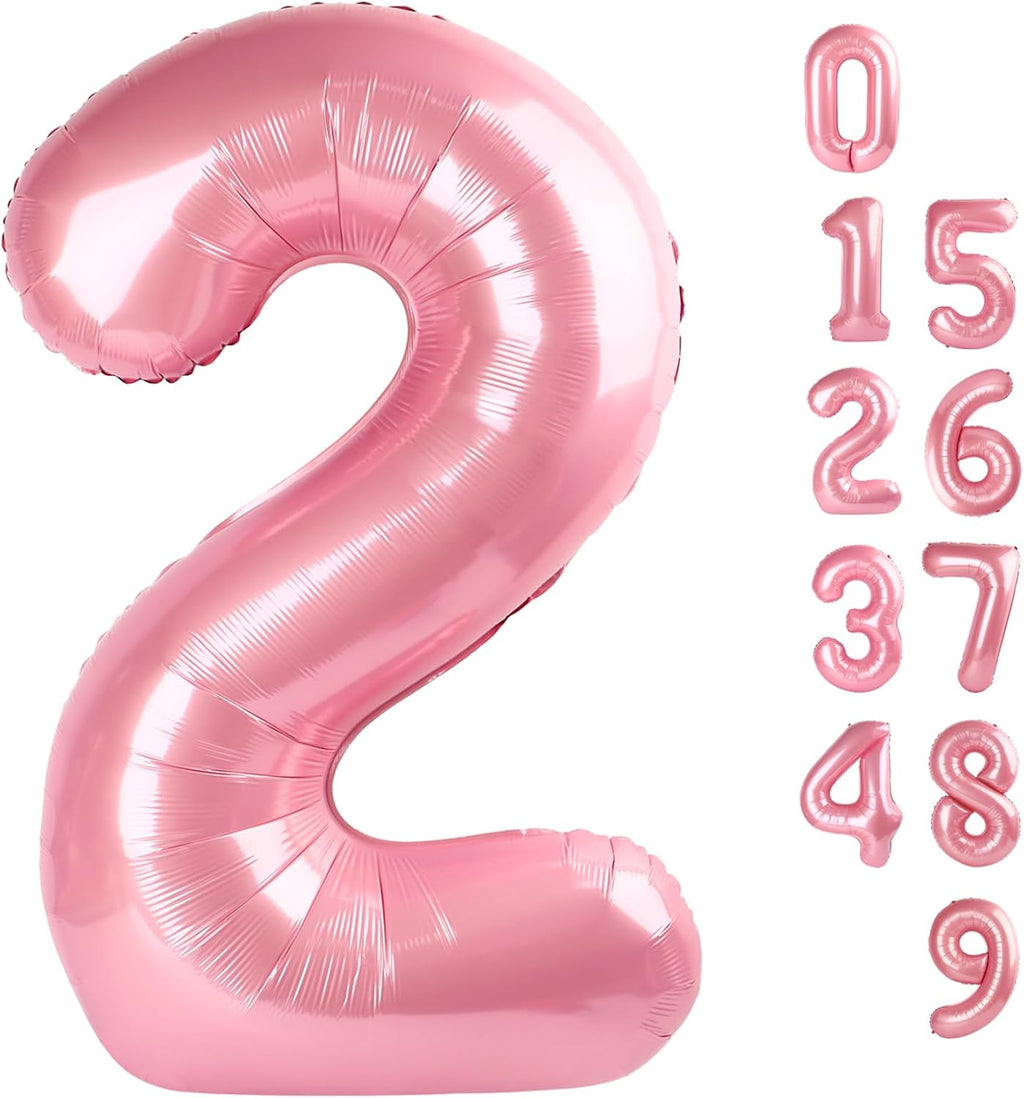 Skiennix 40-Inch Pastel Pink Number Balloons - Perfect for 2nd, 12th, 21st Birthday Celebrations & Events