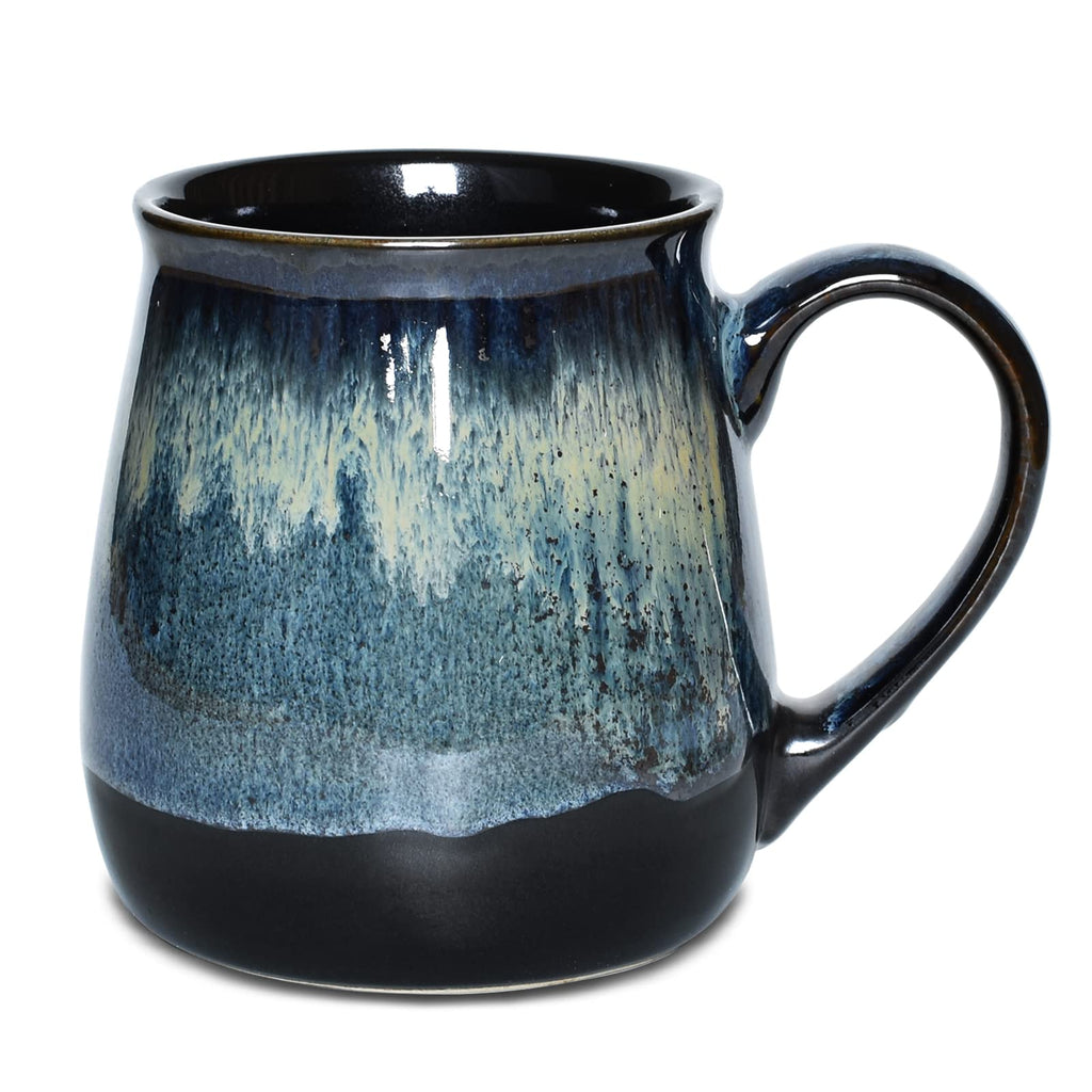 Bosmarlin Large Ceramic Coffee Mug, Blue Big Tea Cup for Office and Home, 21 Oz, Dishwasher and Microwave Safe (Blue, 1)