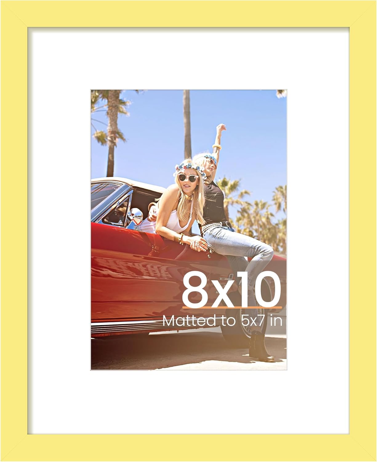 Upsimples 8x10 Picture Frame - Versatile Display for 5x7 or 8x10 Photos | Yellow, 1 Pack