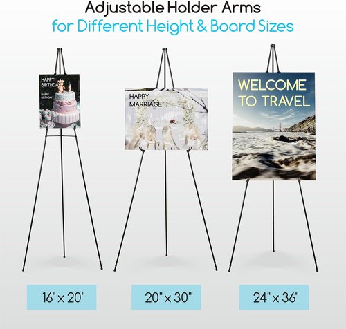 MEEDEN 6Pcs Metal Easel Stand - 63" Portable Tripod Display for Weddings, Paintings & Presentations