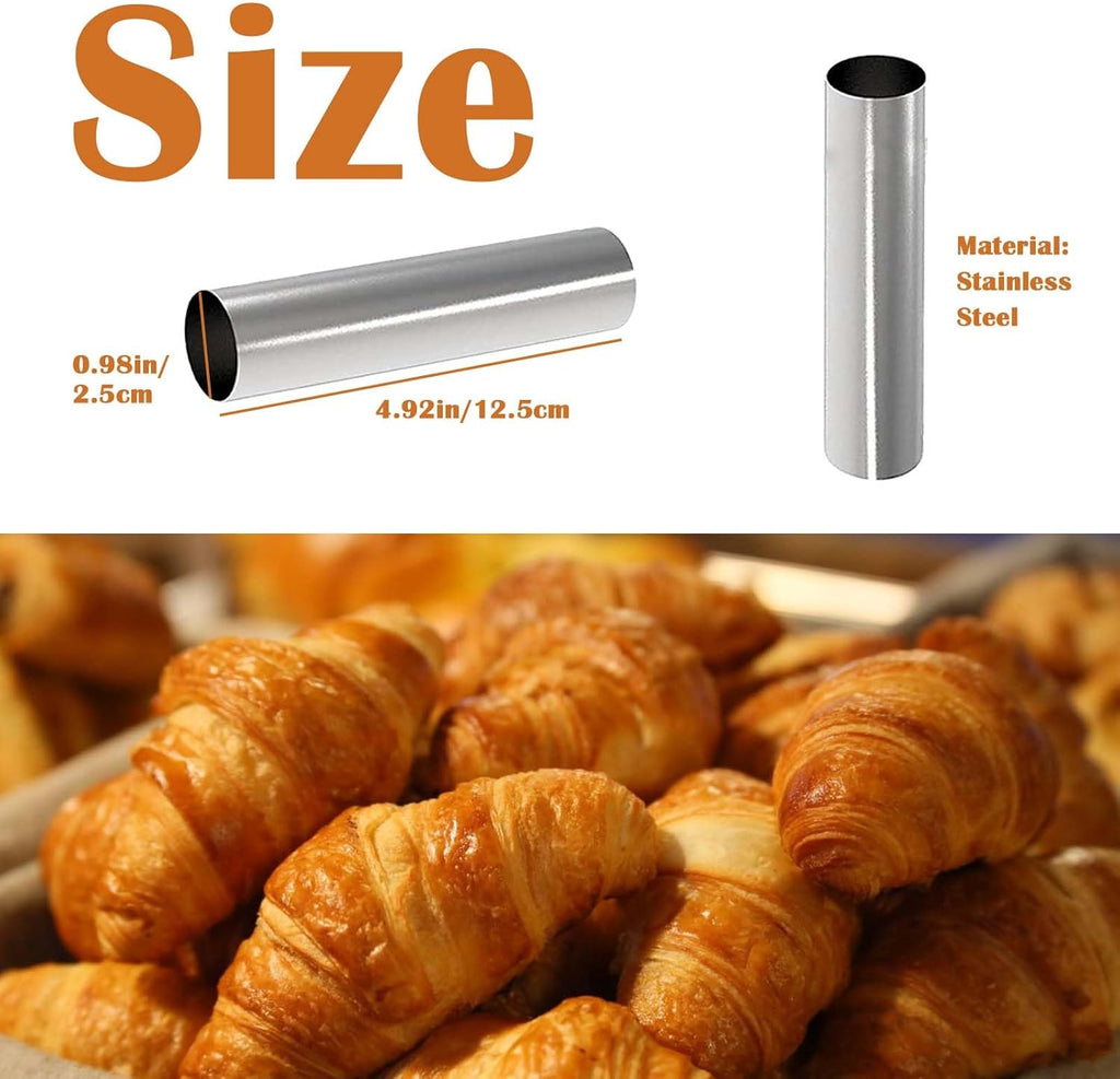 Skiennix Non-Stick Cream Horn Molds - 6 Pcs Stainless Steel Cannoli Tubes | 4.92 Inch Baking Cones