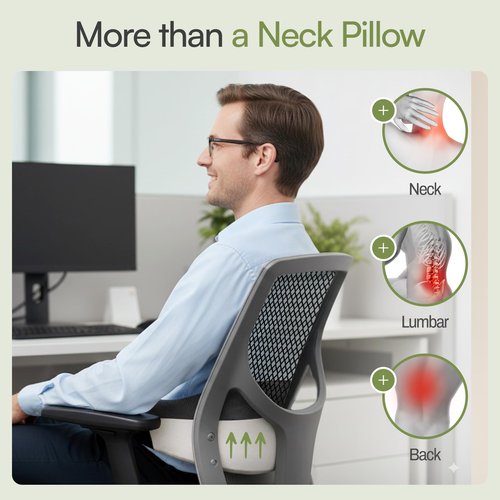 Magmont Neck Pillow for Traveling - Bamboo Charcoal Memory Foam with 360° Chin Support for Airplane, Soft & Breathable, Seamless Design, Removable Cover, Travel Accessories Included