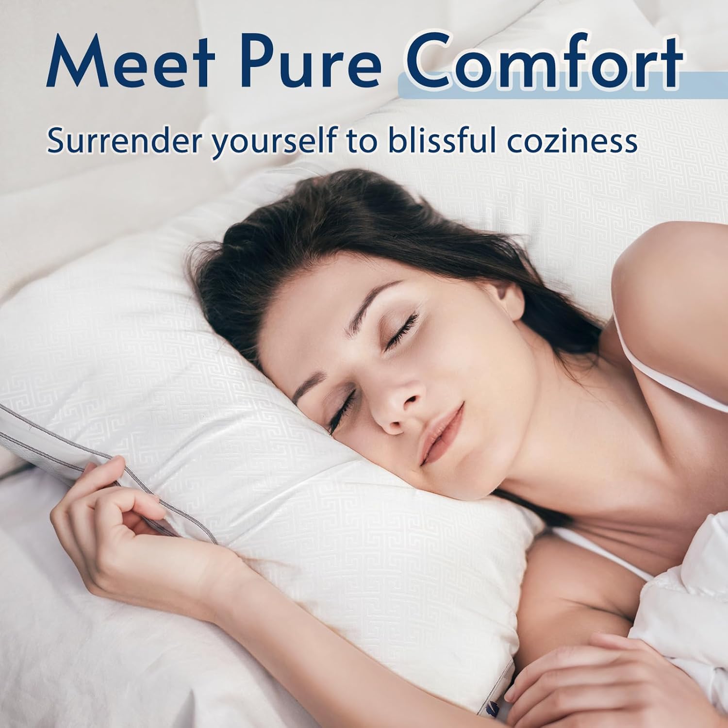 Viewstar Bed Pillows - Hotel Quality Cooling Down Alternative | Set of 2 Gusseted King Size, White