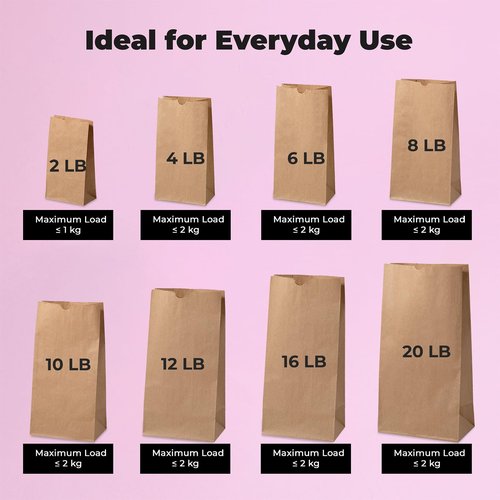 Fit Meal Prep 200 Pack 10 lb Brown Paper Lunch Bags, 13.2 x 6.3 x 4" Premium Kraft Paper Bags Bulk for Small Business, Recyclable Paper Snack Sacks, Durable Grocery Bag for Food Storage, Packing