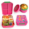 Kidz Bento Lunch Box with Soup Thermo, 4 Compartments Lunch Box Containers Leak proof, Insulated Food Jar for Travel Picnic